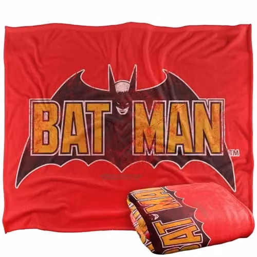 Warner Bros. Batman 2022 Vintage Bat Logo Red Silky Touch Super Soft Fleece Throw Blanket W/D/H: 127.0 x 152.4 x 152.4 cm