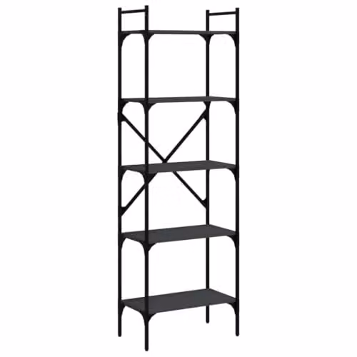 vidaXL 5-Tier Industrial Bookcase in Black, W/D/H: 56 x 31.5 x 174 cm