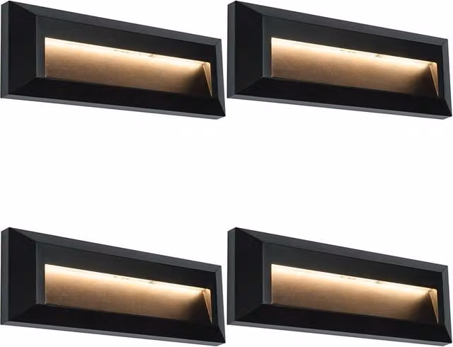 Loops 4 Pack Outdoor Pathway Guide Lights in Black with Warm White LED and IP65 Waterproof Rating