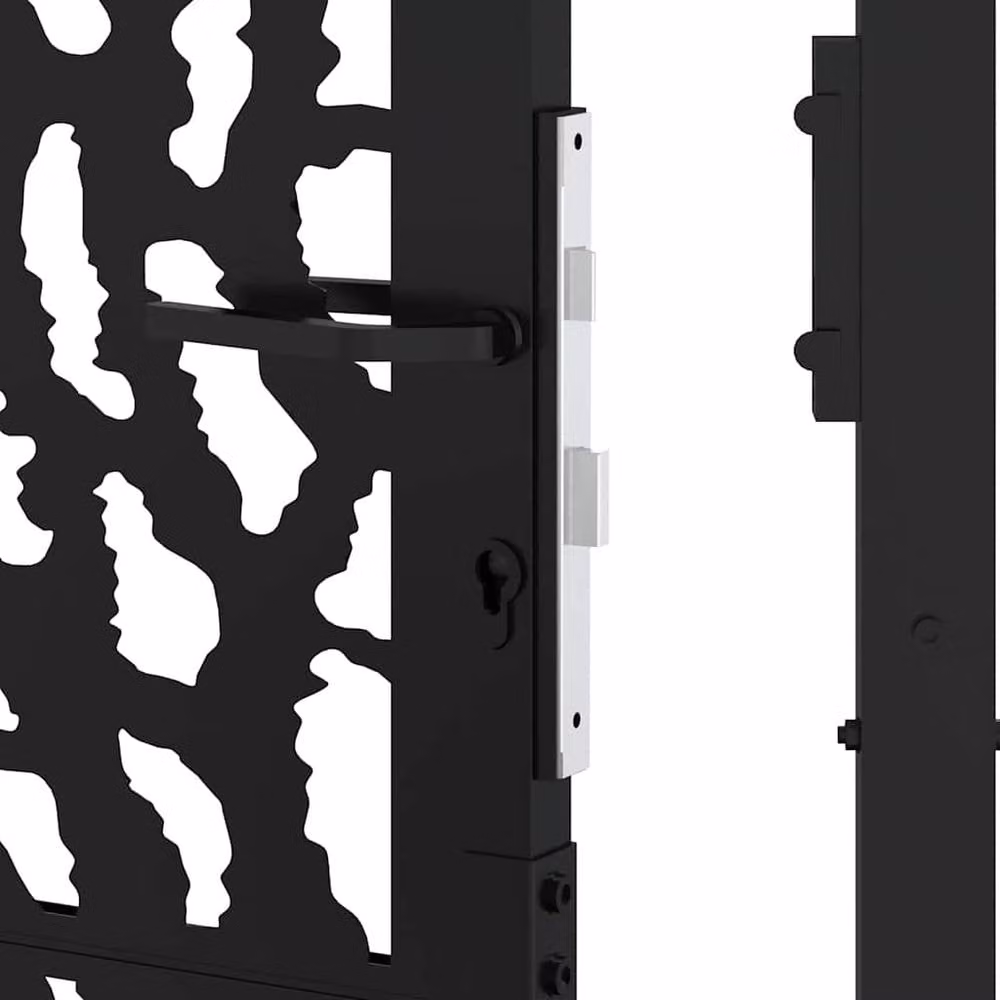 Berkfield Black Steel Garden Gate with Trace Design, W: 105 cm, H: 130 cm – 6