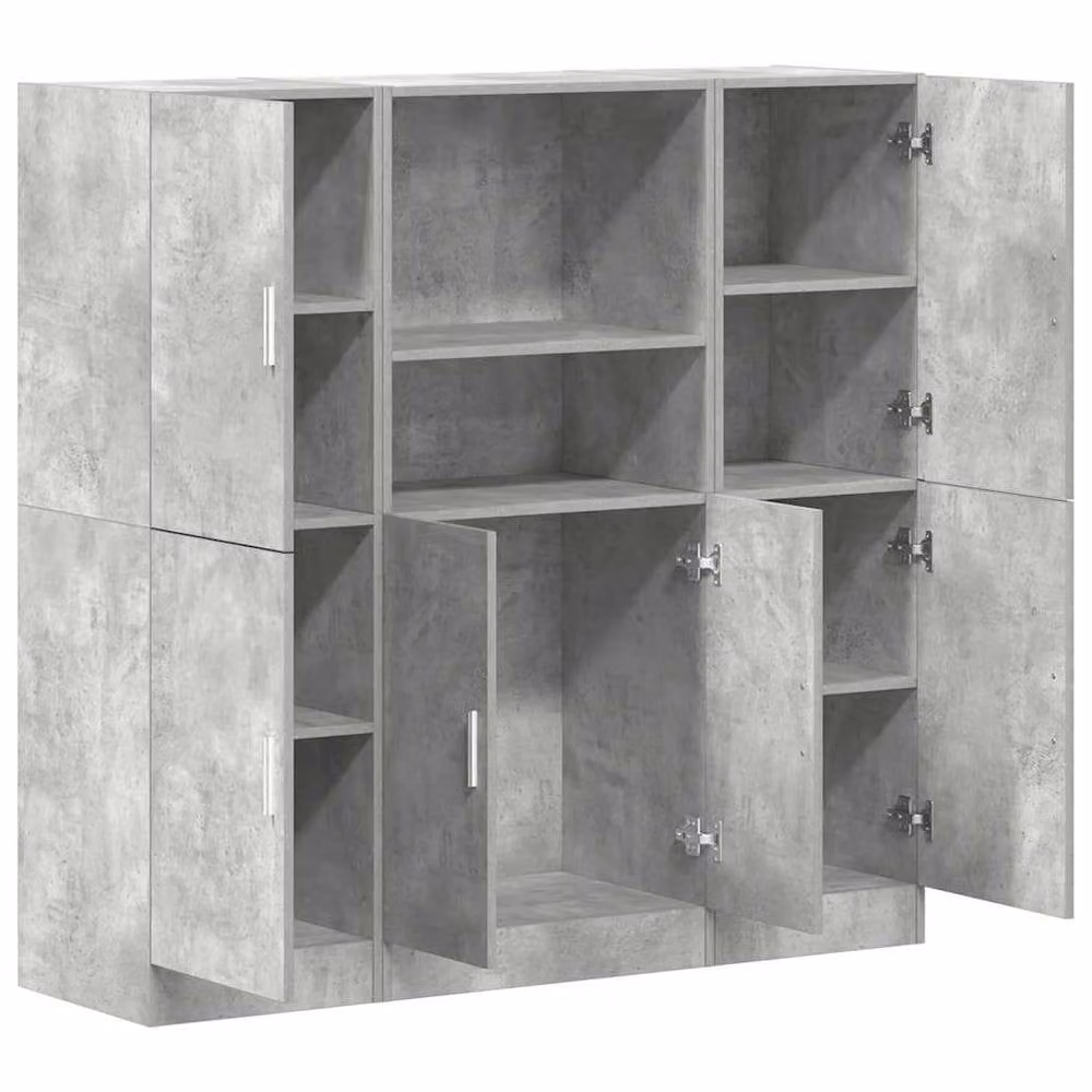 Berkfield Home 3 Piece Kitchen Cabinet Set in Concrete Grey Engineered Wood, W/D/H: 133 x 41.5 x 131.5 cm – 2
