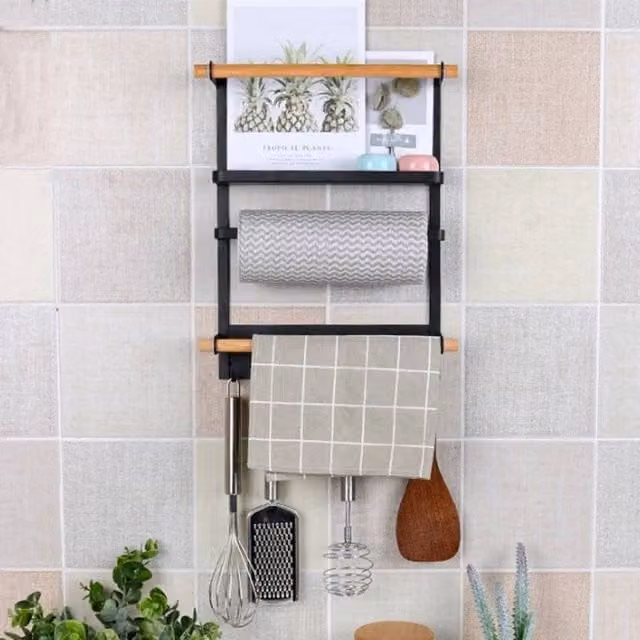 KORVIXA Black 3-Tier Magnetic Spice Rack Organizer Holder, Wall Mounted Metal Storage – 1