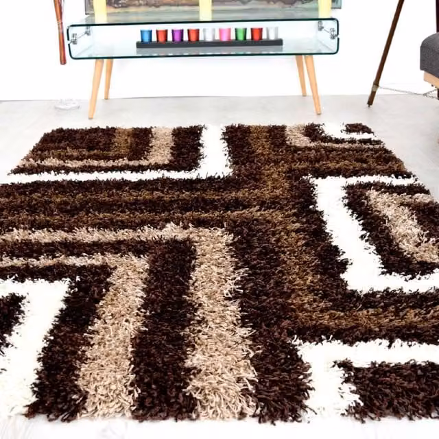 Bravich LTD Thick Shaggy Tides Rug in Brown, W: 200 cm, D: 290 cm – 1