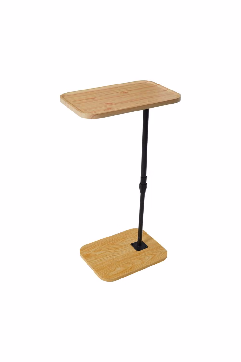 H&O Direct Height Adjustable C-Shaped Side Table in Beige Wood Finish – 4
