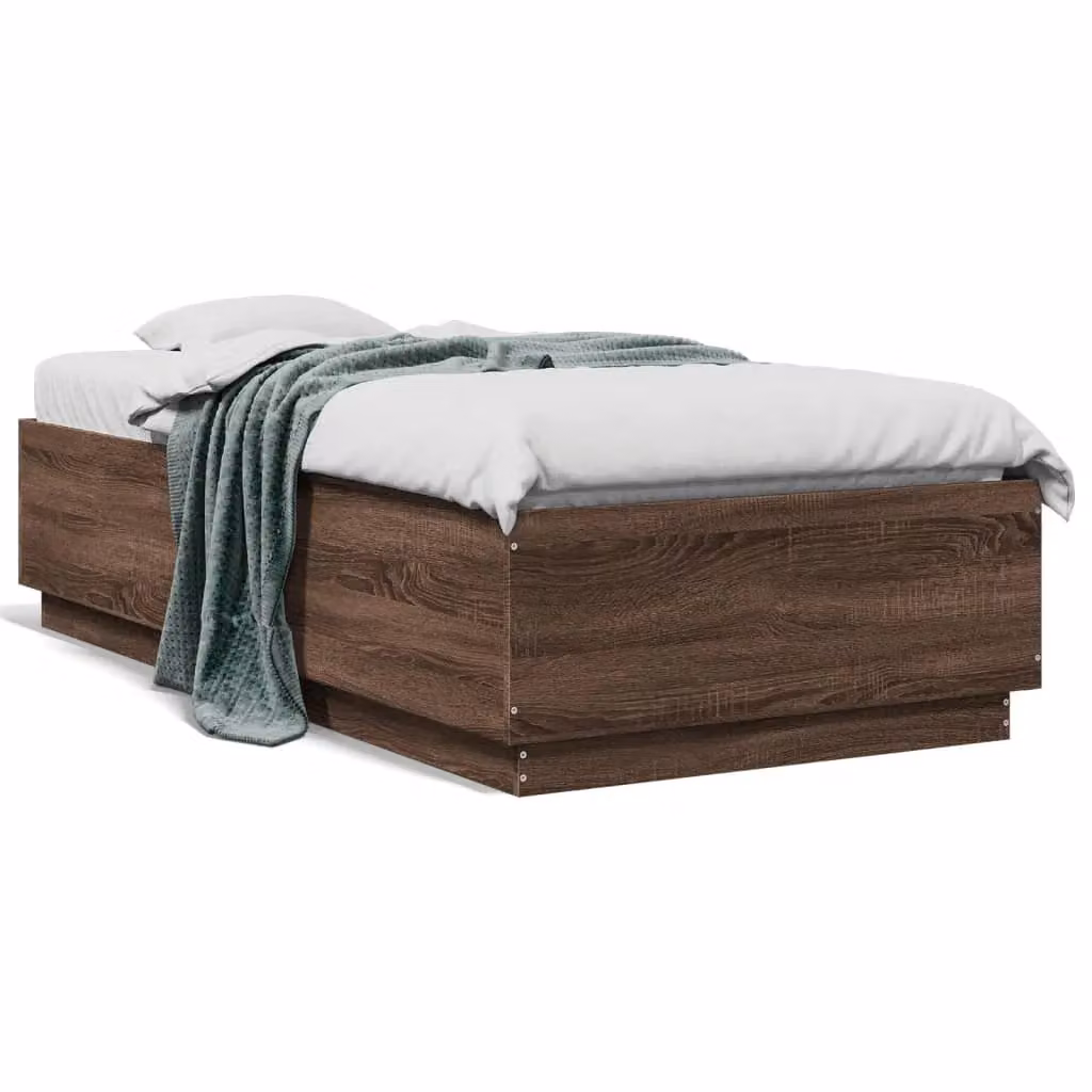 Berkfield Home Small Single Bed Frame in Brown Oak, W: 75 cm, L: 190 cm – 2