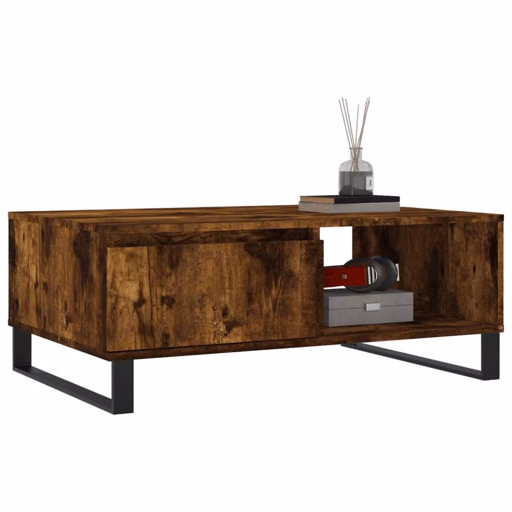 Berkfield Home Smoked Oak Coffee Table in Brown, W/D/H: 90 x 60 x 35 cm – 3