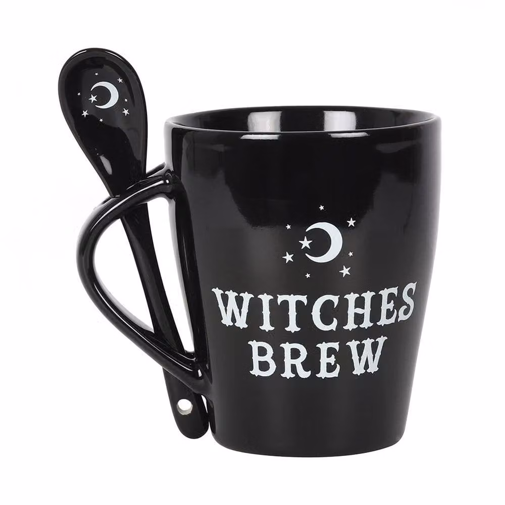 Uniqueful Witches Brew Ceramic Mug and Spoon Set in Black, 550ml – 3