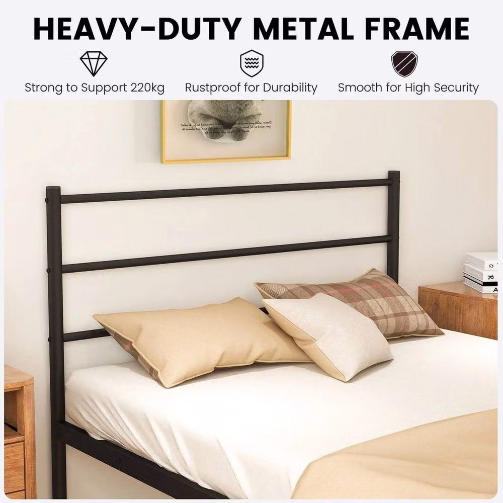 NESTLUNE Heavy-duty Single Metal Bed Frame, Black, W/D/H: 90 x 190 x 220 cm – 5