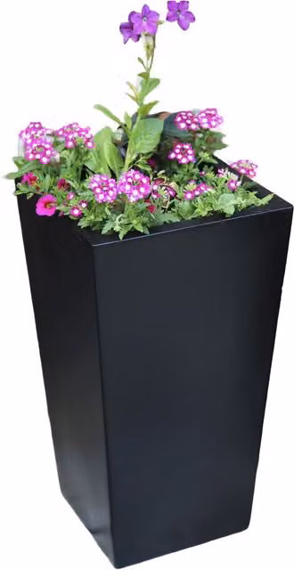 Primrose Tall Flared Square Fibreglass Planter, Black, 80l