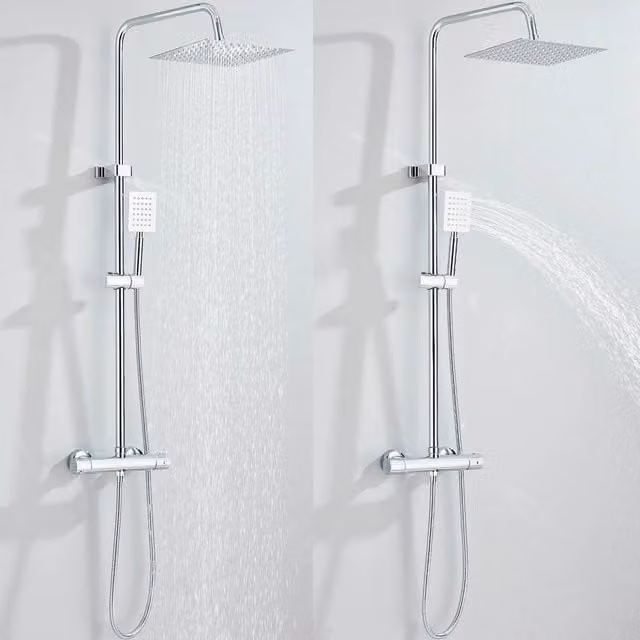 KORVIXA Thermostatic Exposed Shower Mixer in Silver Chrome