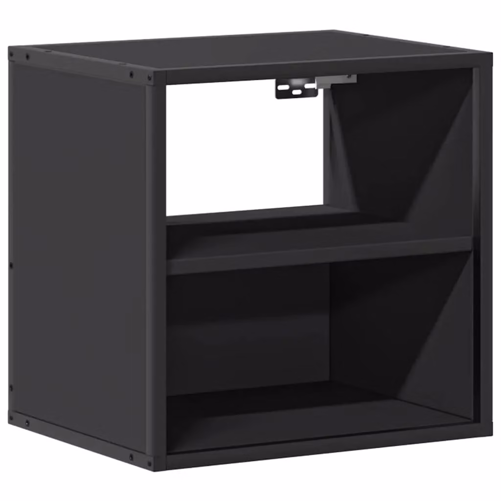 Berkfield Home Wall-mounted Bedside Cabinet Black W: 40 cm, D: 31 cm, H: 39.5 cm – 2