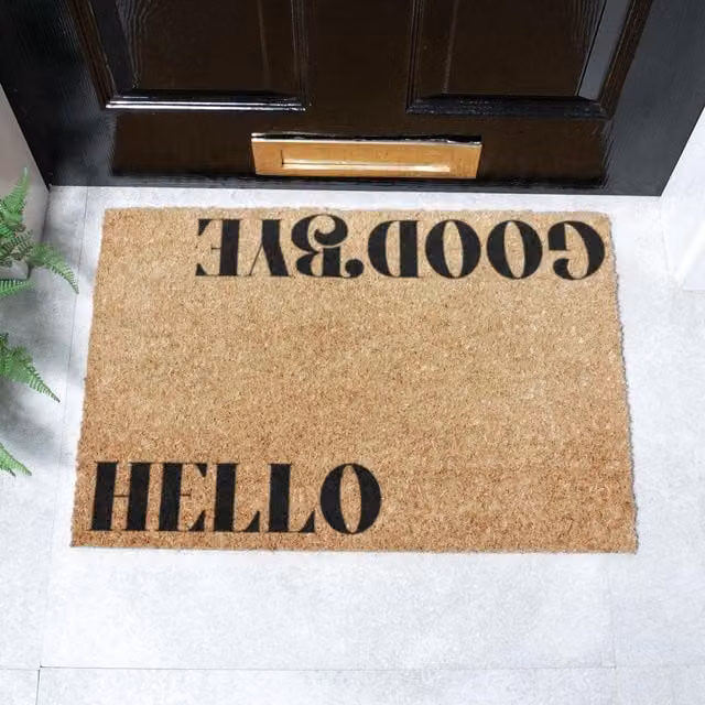 Artsy Mats Modern Hello Goodbye Doormat in Black and Brown, W/D: 60 x 40 cm