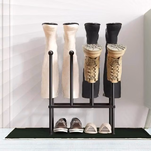 EONLION 4 Pair Metal Shoe and Boot Stand Rack in Black, W: 50 cm, H: 42 cm, D: 5 cm