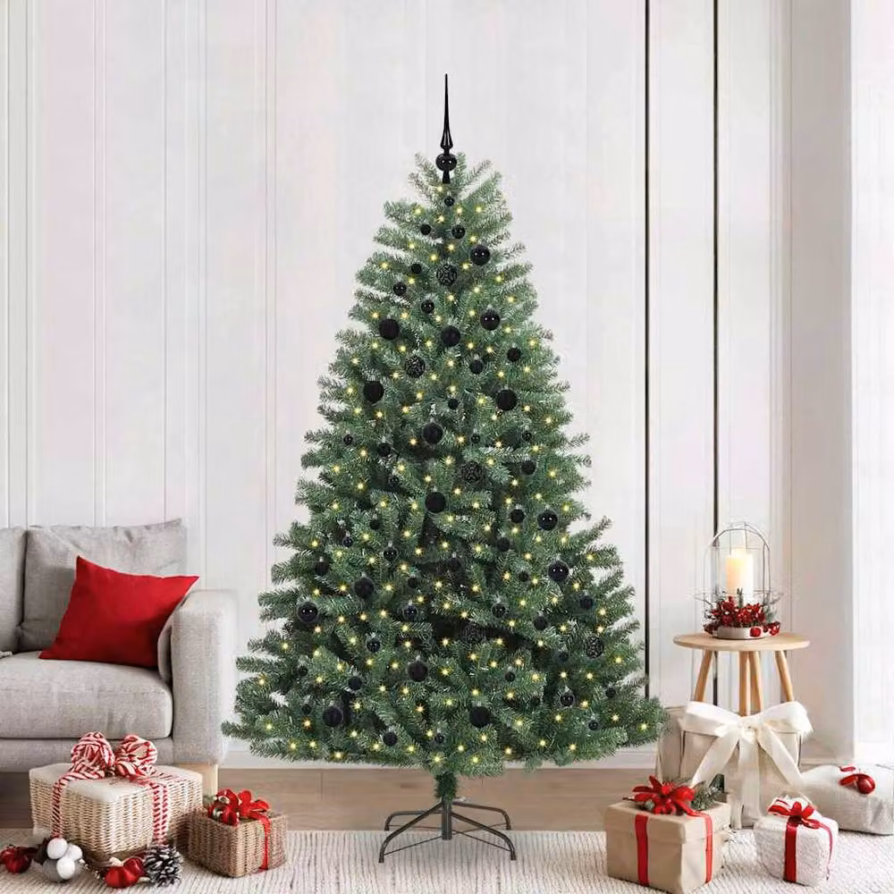 Berkfield Home Realistic Artificial Hinged Christmas Tree in Green, Height: 210 cm – 2