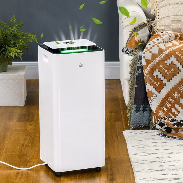 HOMCOM 16L Dehumidifier with Air Cleaning and 24H Timer, White