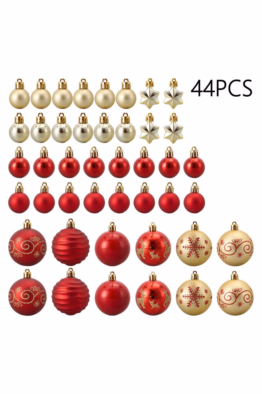 Living and Home 30-Piece Christmas Ornament Set with Red Multicolour Round Baubles, Stars and Checked Patterns – 2
