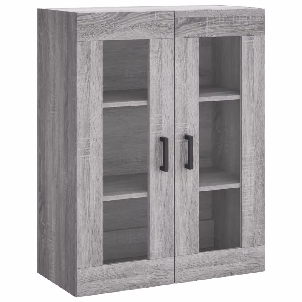 Berkfield Home Set of 2 Wall Mounted Cabinets in Grey Sonoma with Glass Doors – 2