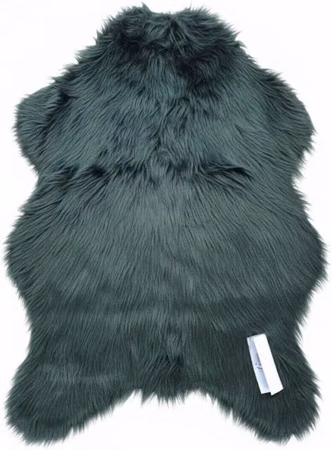 Kampala Hill Green Faux Fur Non-Slip Rug