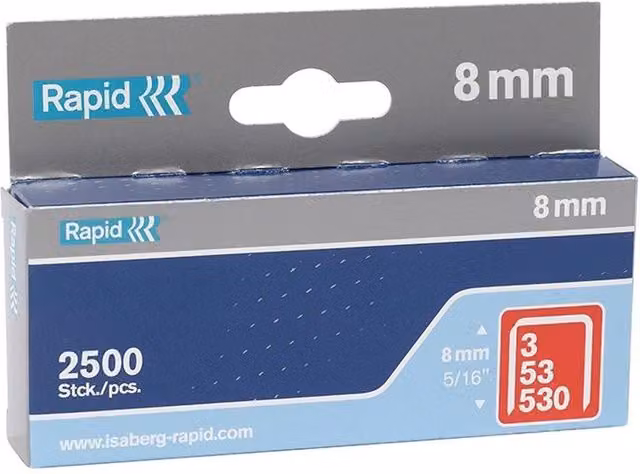 Rapid 53 Series Fine Wire Galvanised Steel Staples in Silver
