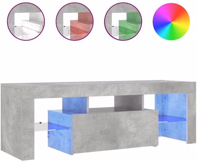 Berkfield Home Modern TV Cabinet with Integrated LED Lights in Concrete Grey, W/D/H: 120 x 35 x 40 cm