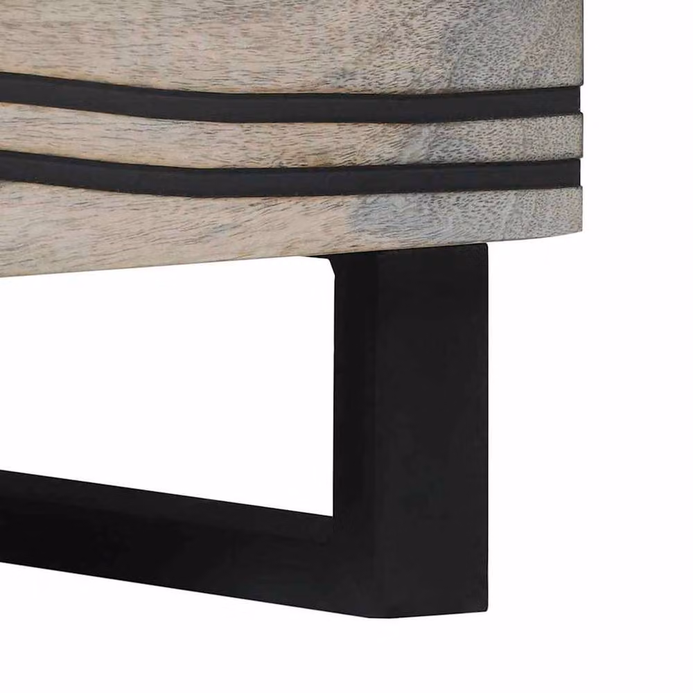 Berkfield Home Rustic Mango Wood Coffee Table in White and Black, W: 80 cm, D: 50 cm, H: 40 cm – 4