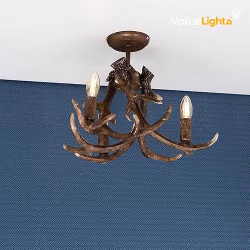 ValueLights Caribou Antler 3 Way Brown Ceiling Bar Light – 4