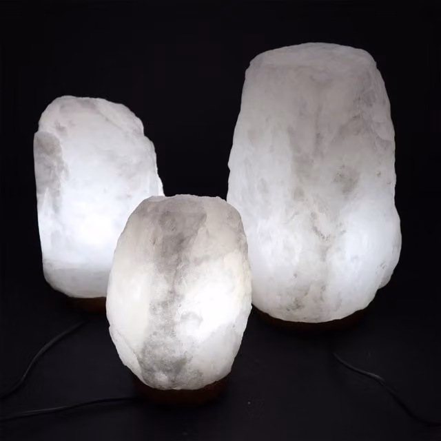 KDMK Handcrafted Natural Himalayan Salt Lamp, White Stone Tabletop Design
