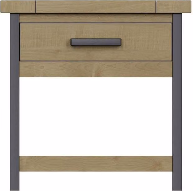 KORVIXA Rustic Driftwood Finish Side Table in Brown and Grey, Solid Pine and Metal, W: 100 cm, D: 50 cm, H: 50 cm – 1