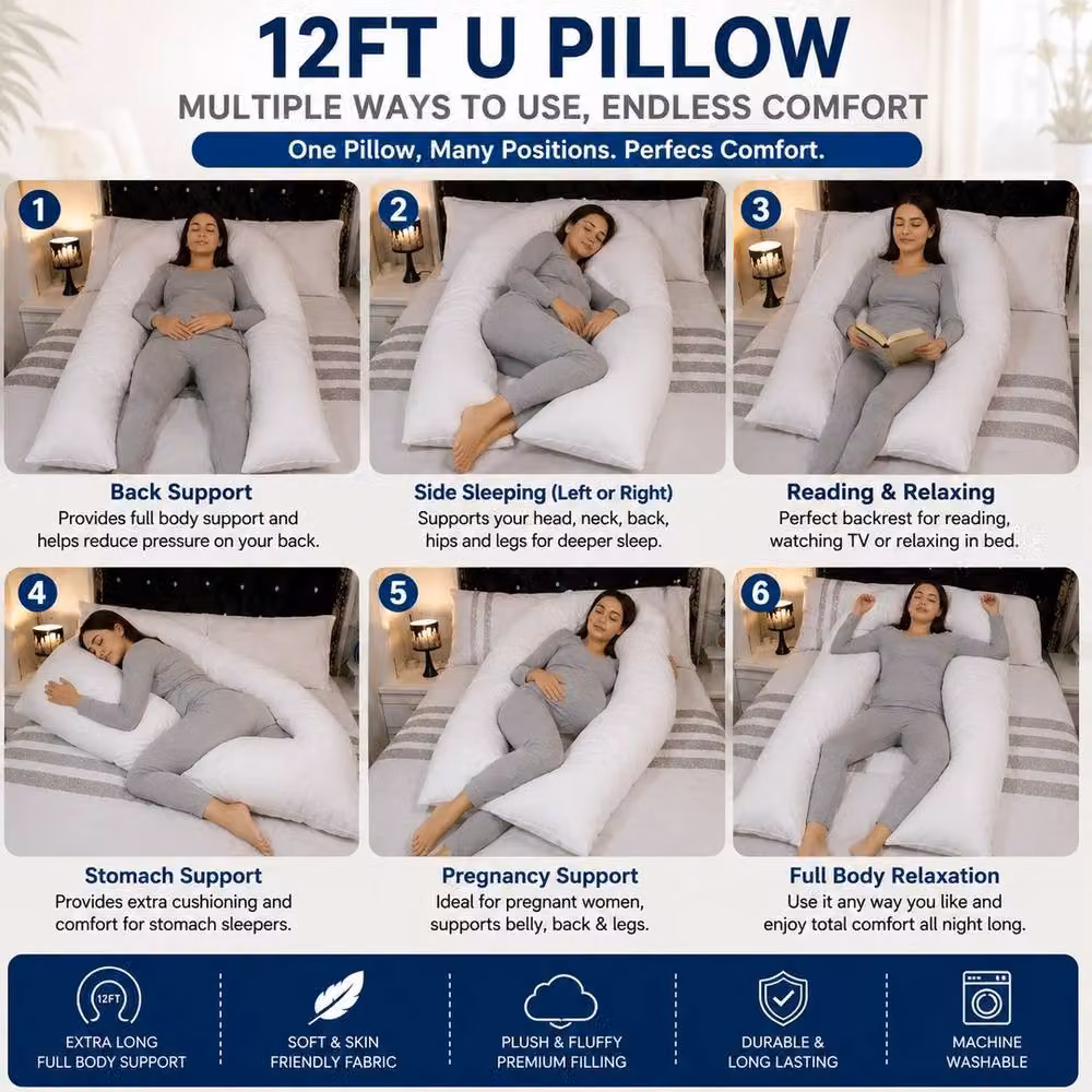 VOGREX Full Body Pregnancy Support Pillow in White – 4