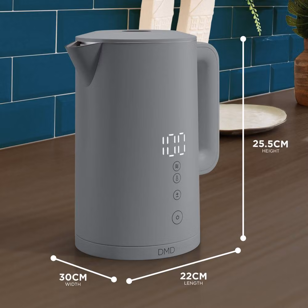 DMD Collective 1.5L Smart Kettle with Wi-Fi, App and Voice Control, Touchscreen and Keep Warm Function, 2200W, Grey – 2