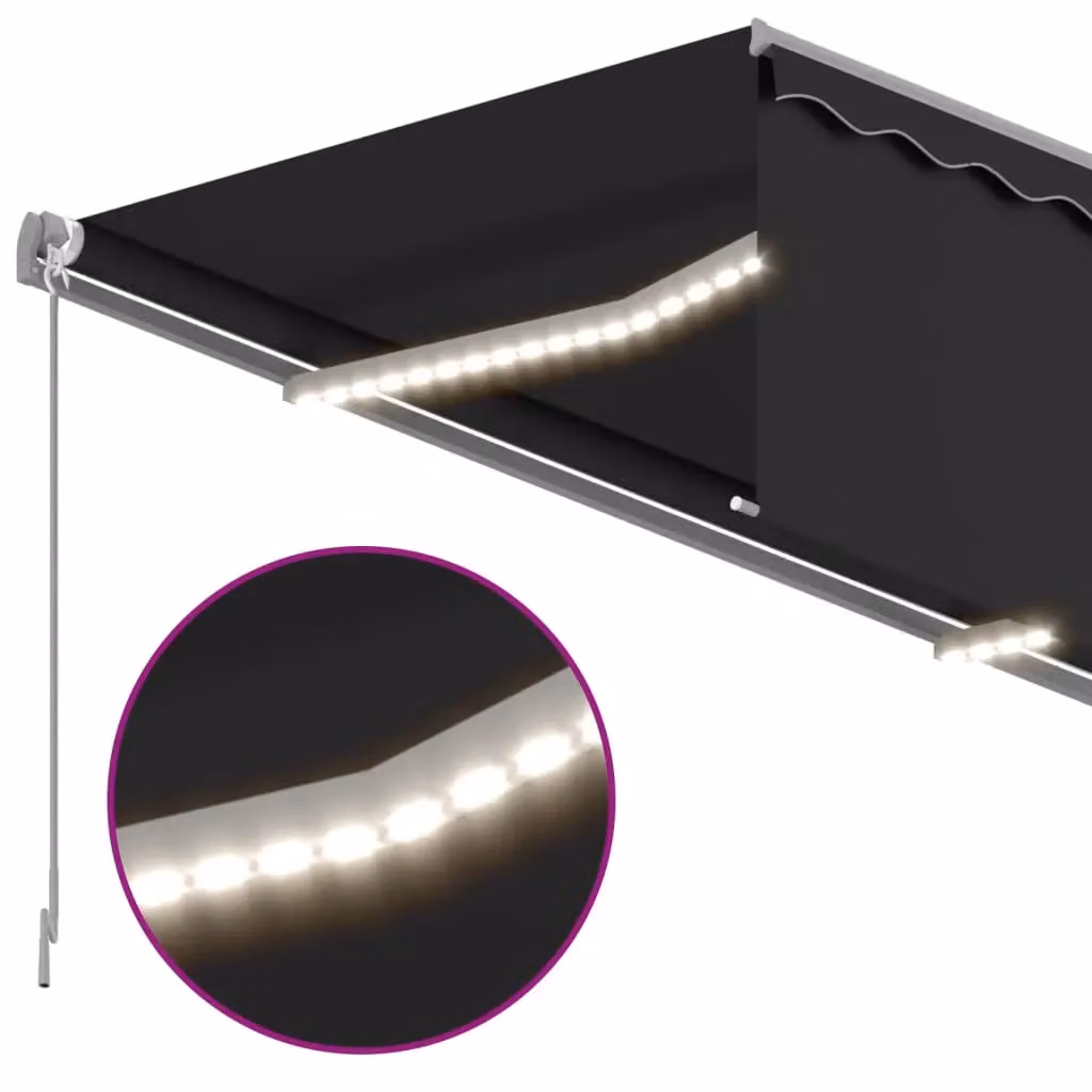 Berkfield Home Manual Retractable Awning with Blind and LED, W: 4 m, D: 3 m, Anthracite and Black – 3