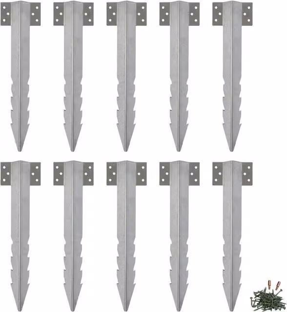 Harbour Housewares Galvanised Steel Railway Sleeper Brackets, Silver, Pack of 10, 40 cm