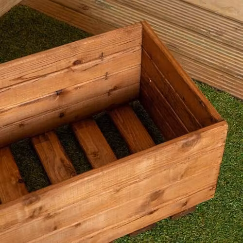Samuel ALEXANDER Handmade Rustic Brown Wooden Garden Trough Flower Bed Planter, Width: 39 cm, Length: 102 cm – 2