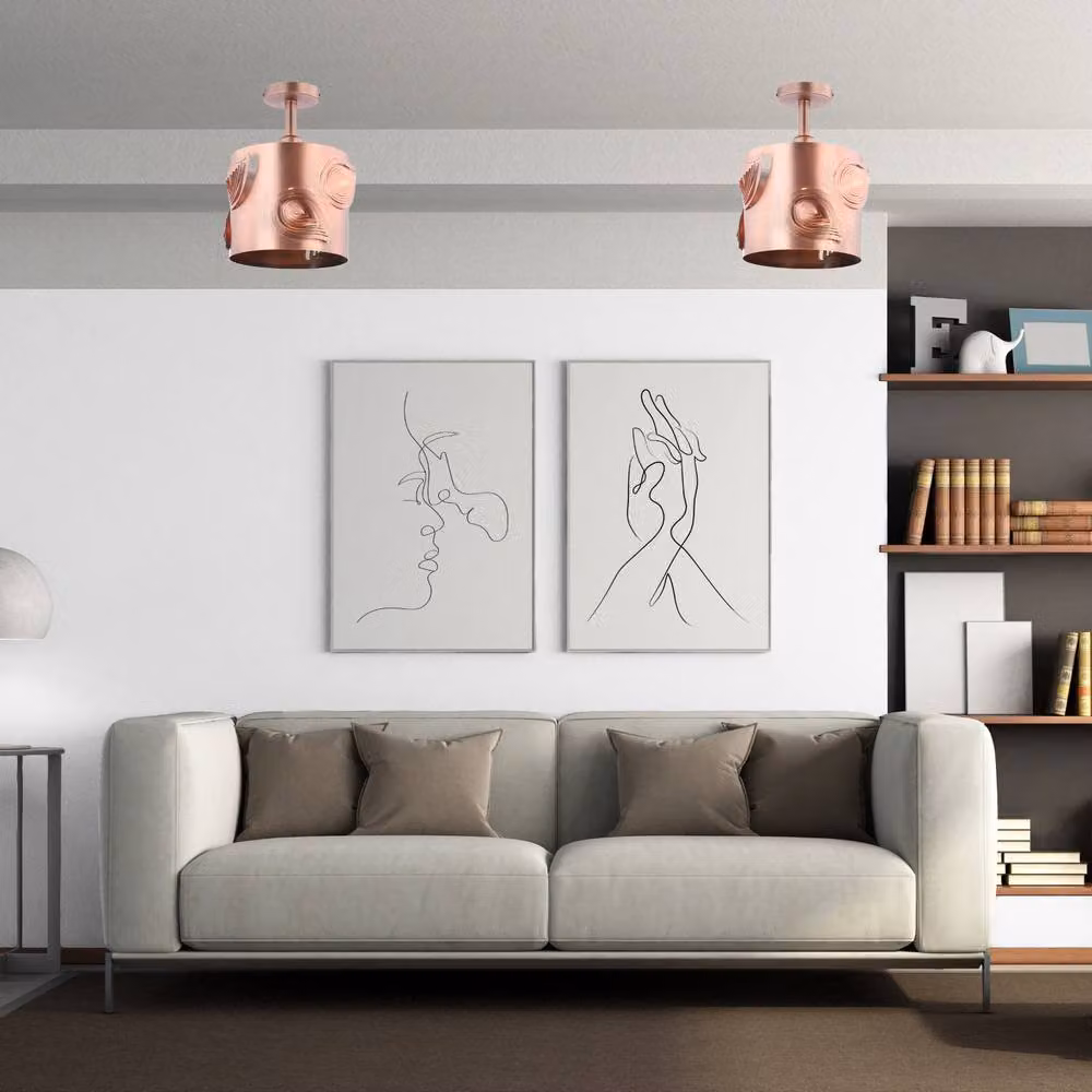 Happy Homewares Contemporary Designer Short Semi Flush Ceiling Rose Light in Copper – 4