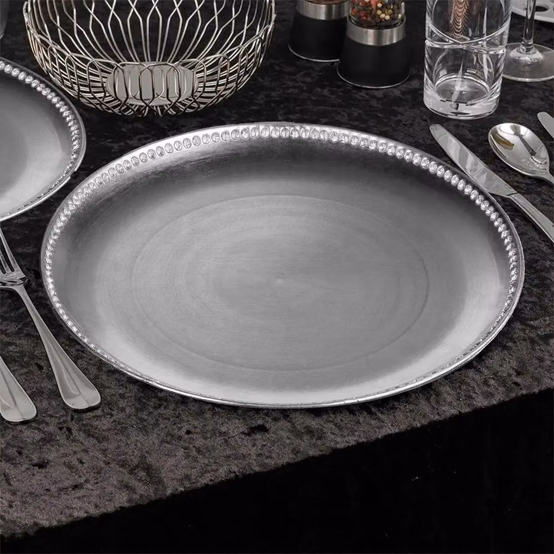 Orsina Radiance Silver Decorative Chargers, Set of Four, Diameter: 33 cm – 4
