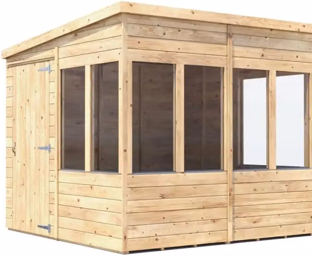Dunster House Overlord Modular Potting Shed with Apex Roof, Brown, 8x8ft
