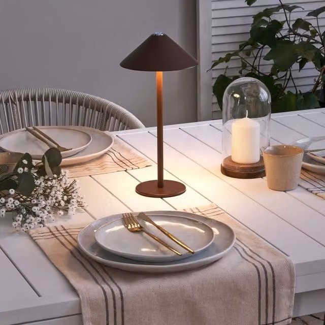 Wyld and Coco Brown Aluminium Modern Table Lamp with USB Charging and Touch Control for Indoor and Outdoor Use – 1