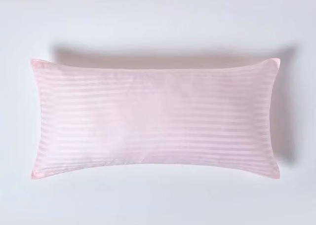 Homescapes Pink Egyptian Cotton Mako Satin Striped Euro Pillowcase with Zip, W/H: 40 x 80 cm, 330 TC