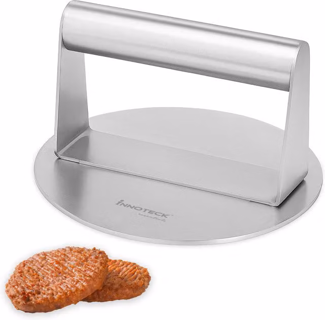 Innoteck Stainless Steel Round Burger Press, Silver, Diameter: 14 cm
