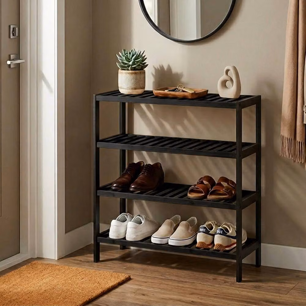 Keplin 4-Tier Bamboo Shoe Rack in Black – 5