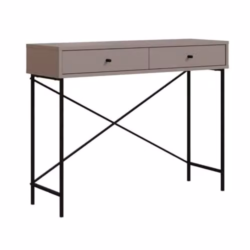 CALICOSY Modern Console Table with 2 Drawers, Brown and Black, W: 110 cm, D: 35 cm, H: 85 cm – 4
