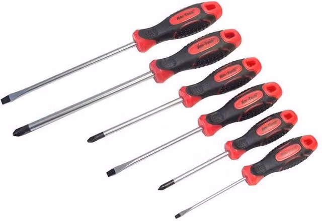 Amtech 6-Piece Manual Steel Screwdriver Set in Red and Multicolour – 1