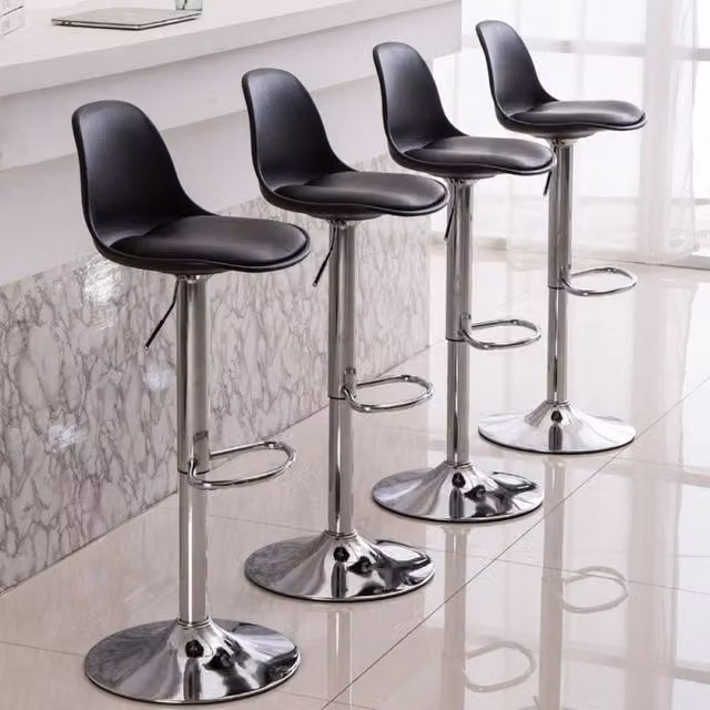 PAWNORA Modern Black PU Leather Kitchen and Dining Chairs, Set of 4