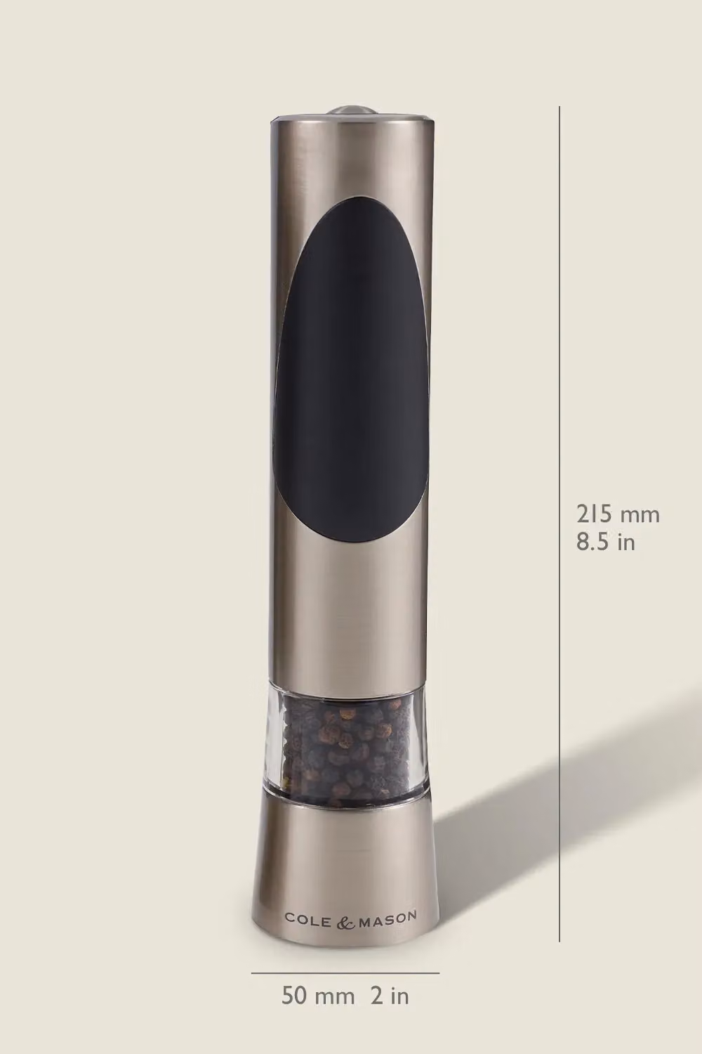 Cole & Mason Richmond 2 in 1 Electric Salt and Pepper Mill, Silver and Black, Height: 21.5 cm – 5