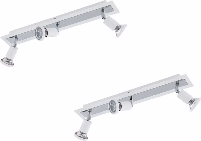 Loops 2 Pack White and Chrome 3 Spot Wall and Ceiling Light with GU10 5W Shades