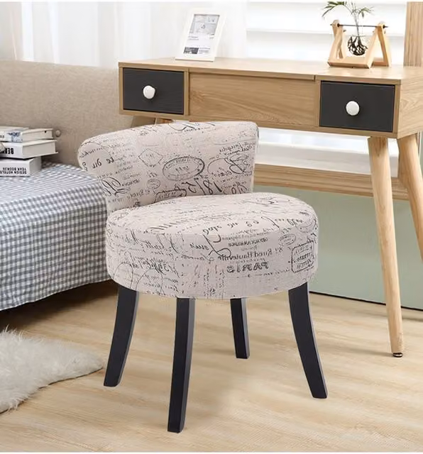 Living and Home Low Back Vanity Stool Dressing Table Chair in Khaki – 1
