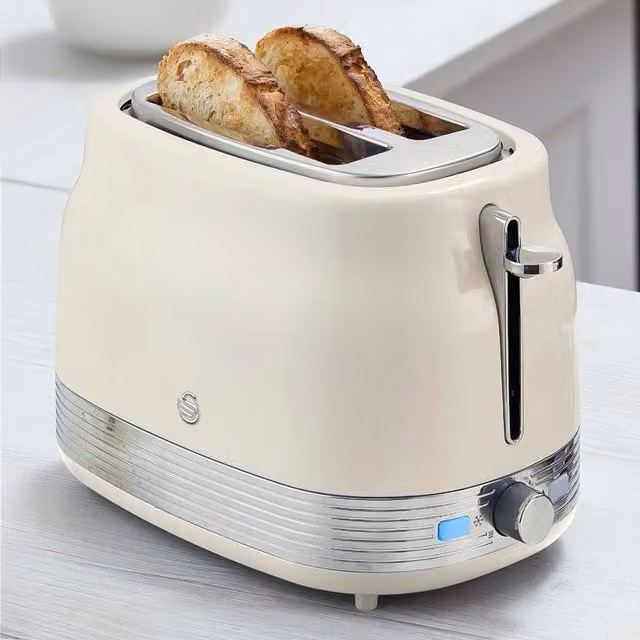 Swan 2 Slice Toaster in Beige with Cable Storage