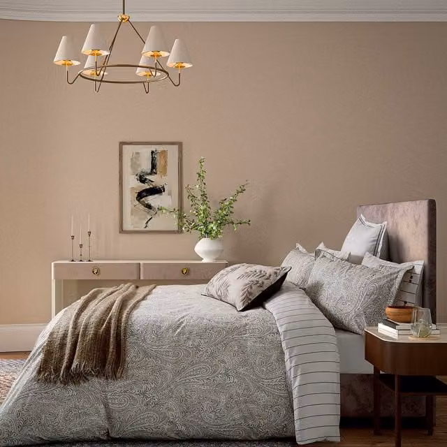 Bedeck of Belfast Avita Reversible Double Duvet Cover and Pillowcase Set, Charcoal, Chalk and Tan Cotton Percale