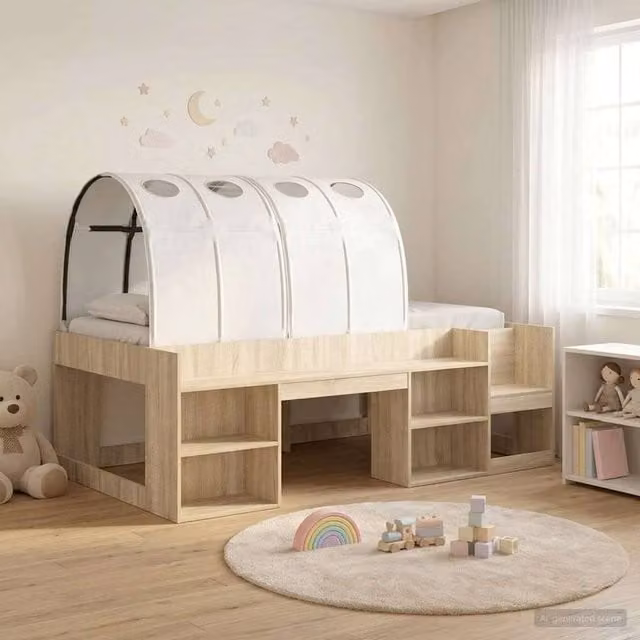 Berkfield Home 3-Piece Modern Bed Frame with Side Compartment Shelves in Sonoma Oak, White and Brown – 1