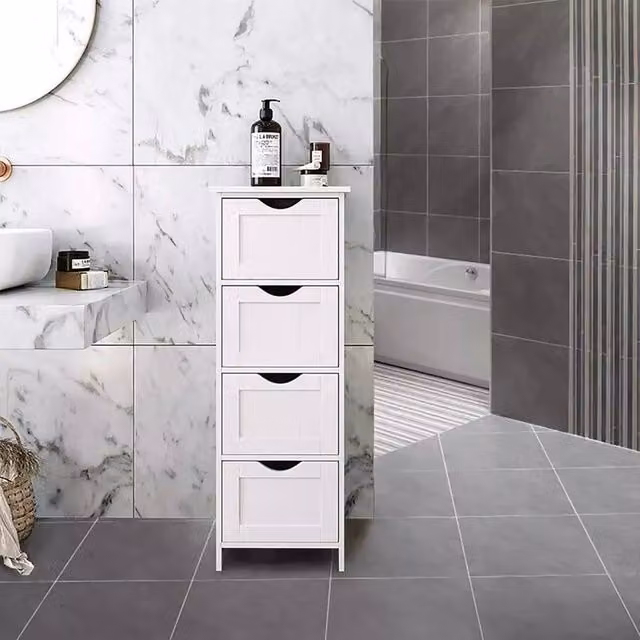Kelvenix White 4-Drawer Free Standing Bathroom Storage Cabinet W/D/H: 30.0 x 30.0 x 83.0 cm – 1
